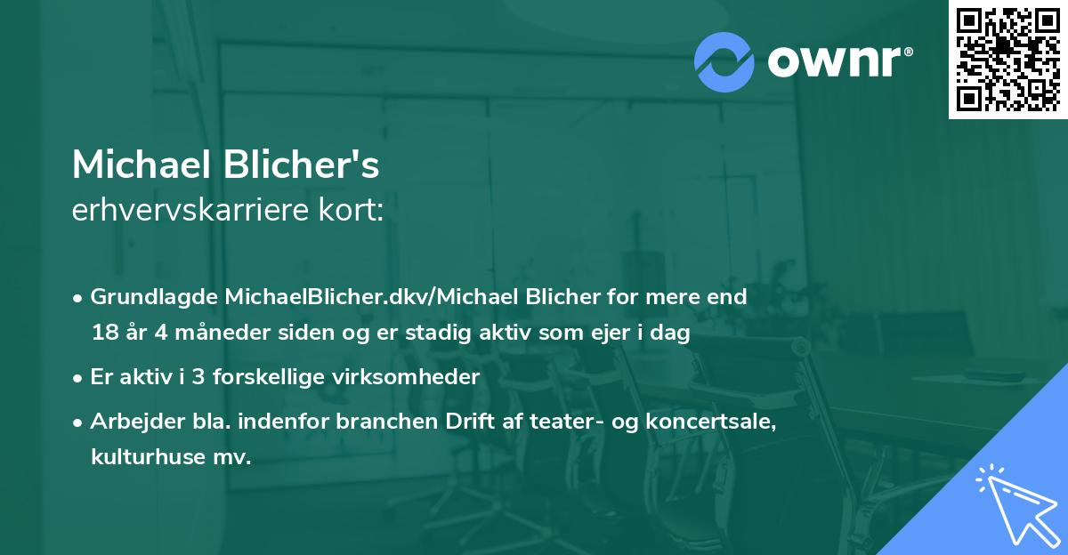 Michael Blicher's erhvervskarriere kort