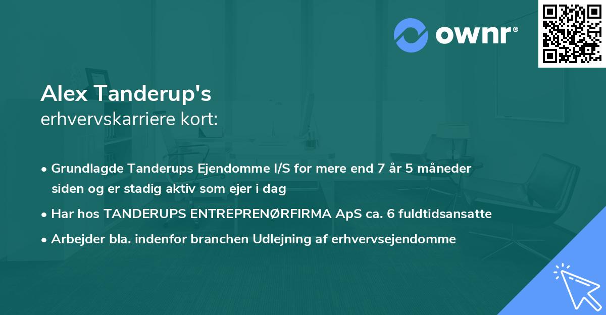 Alex Tanderup's erhvervskarriere kort