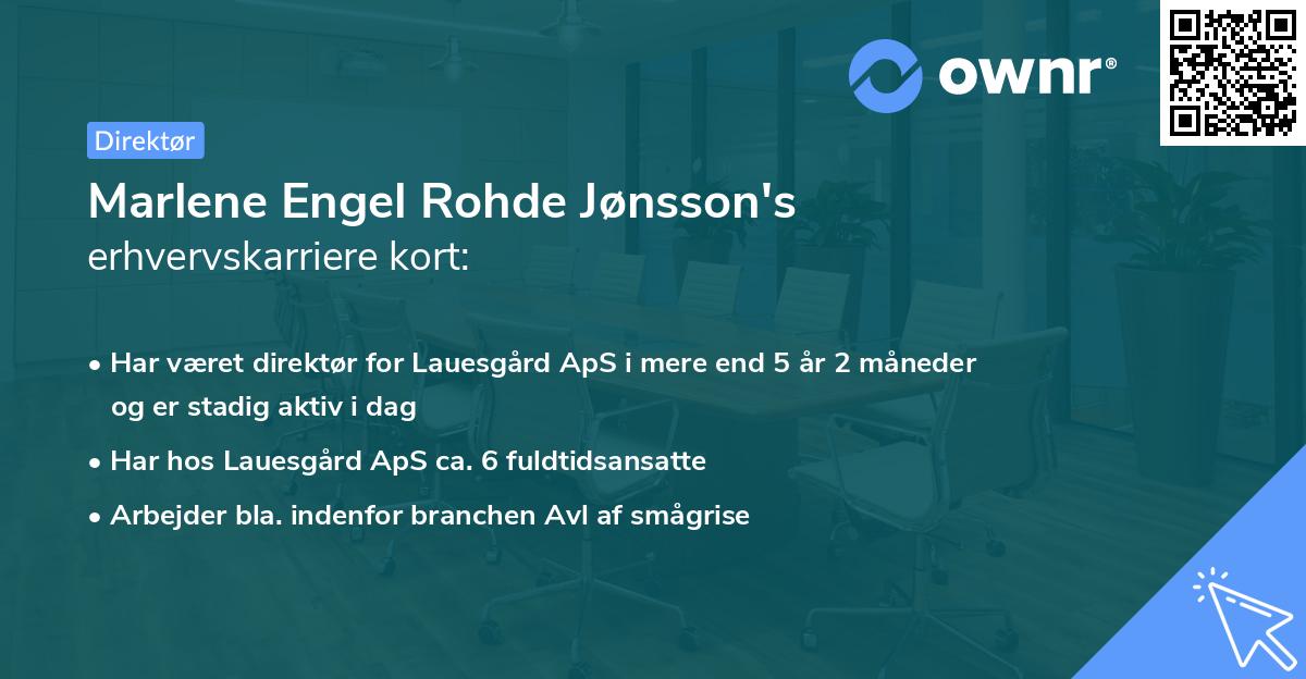 Marlene Engel Rohde Jønsson's erhvervskarriere kort