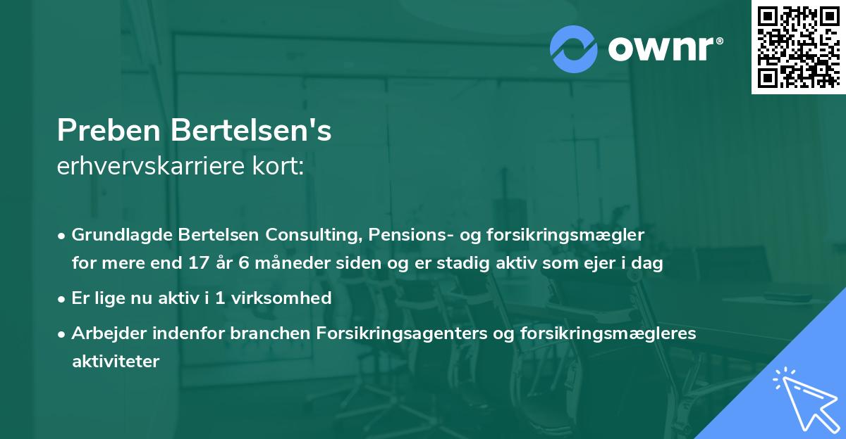 Preben Bertelsen's erhvervskarriere kort