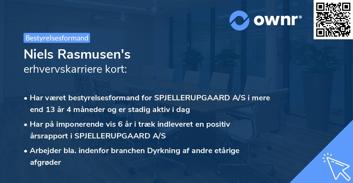 Niels Rasmusen's erhvervskarriere kort
