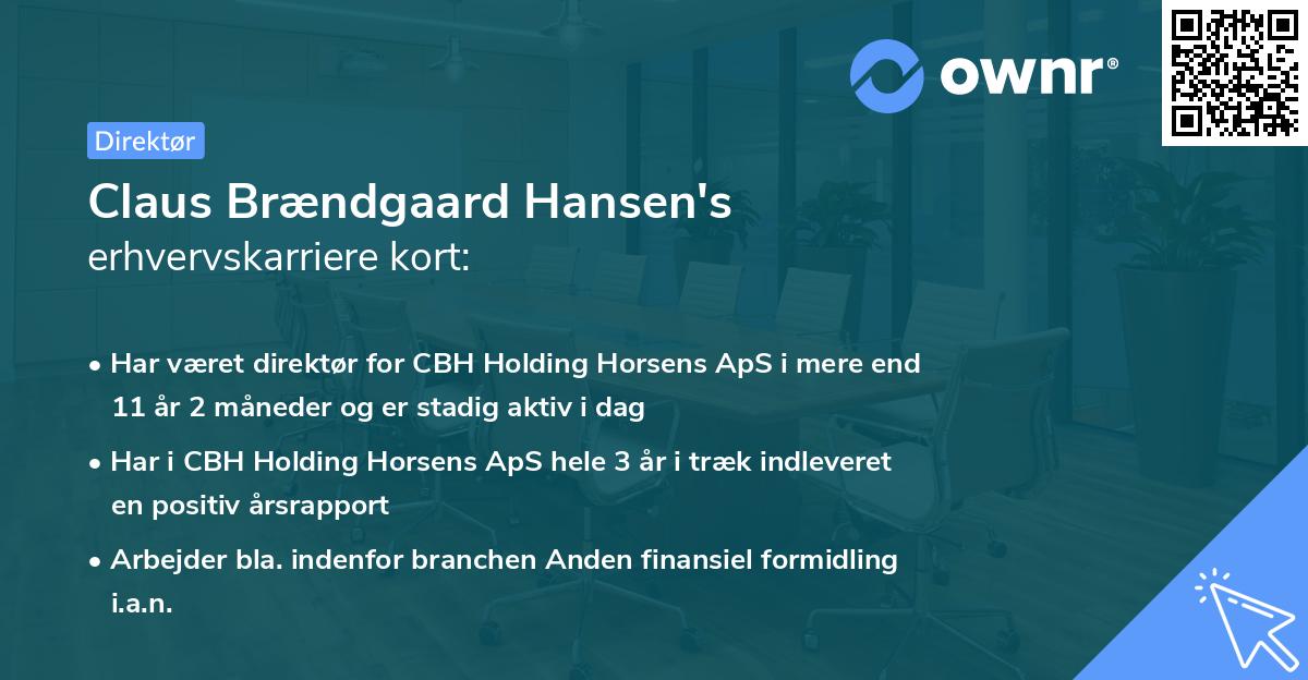Claus Brændgaard Hansen's erhvervskarriere kort
