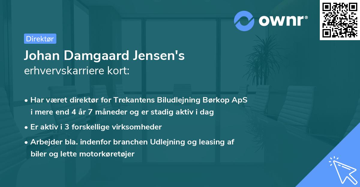 Johan Damgaard Jensen's erhvervskarriere kort