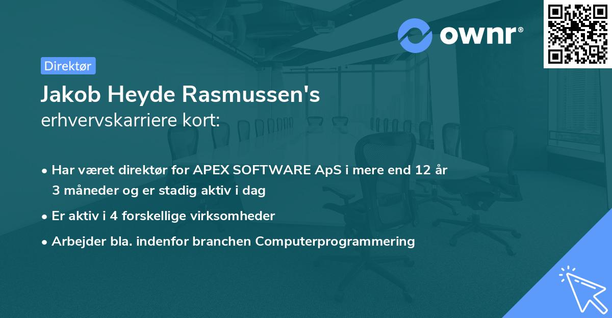 Jakob Heyde Rasmussen's erhvervskarriere kort