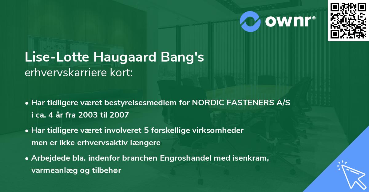Lise-Lotte Haugaard Bang's erhvervskarriere kort