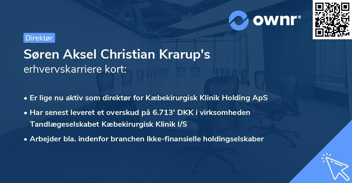 Søren Aksel Christian Krarup's erhvervskarriere kort
