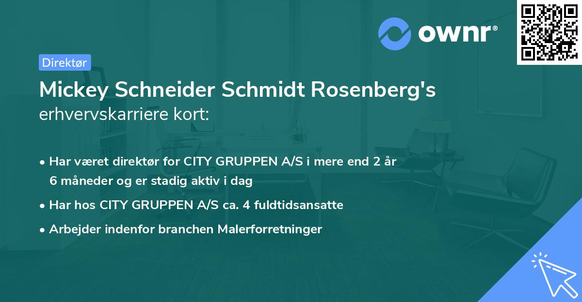 Mickey Schneider Schmidt Rosenberg's erhvervskarriere kort