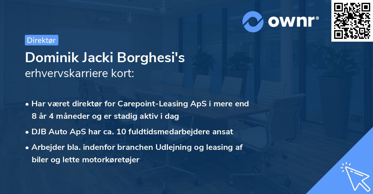 Dominik Jacki Borghesi's erhvervskarriere kort