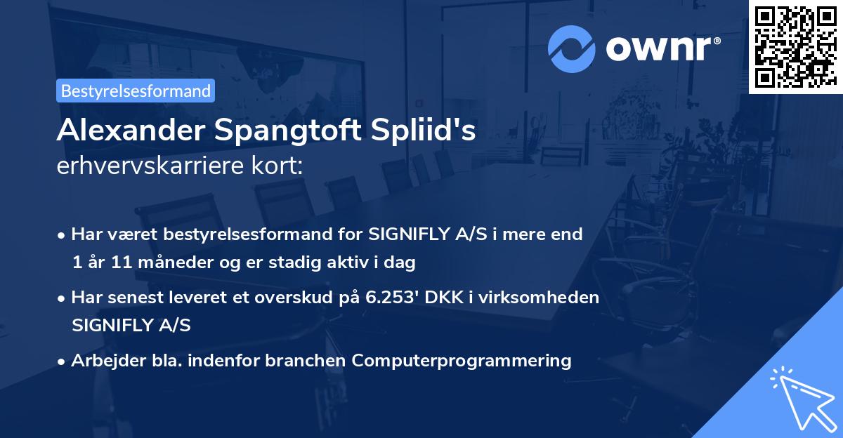 Alexander Spangtoft Spliid's erhvervskarriere kort