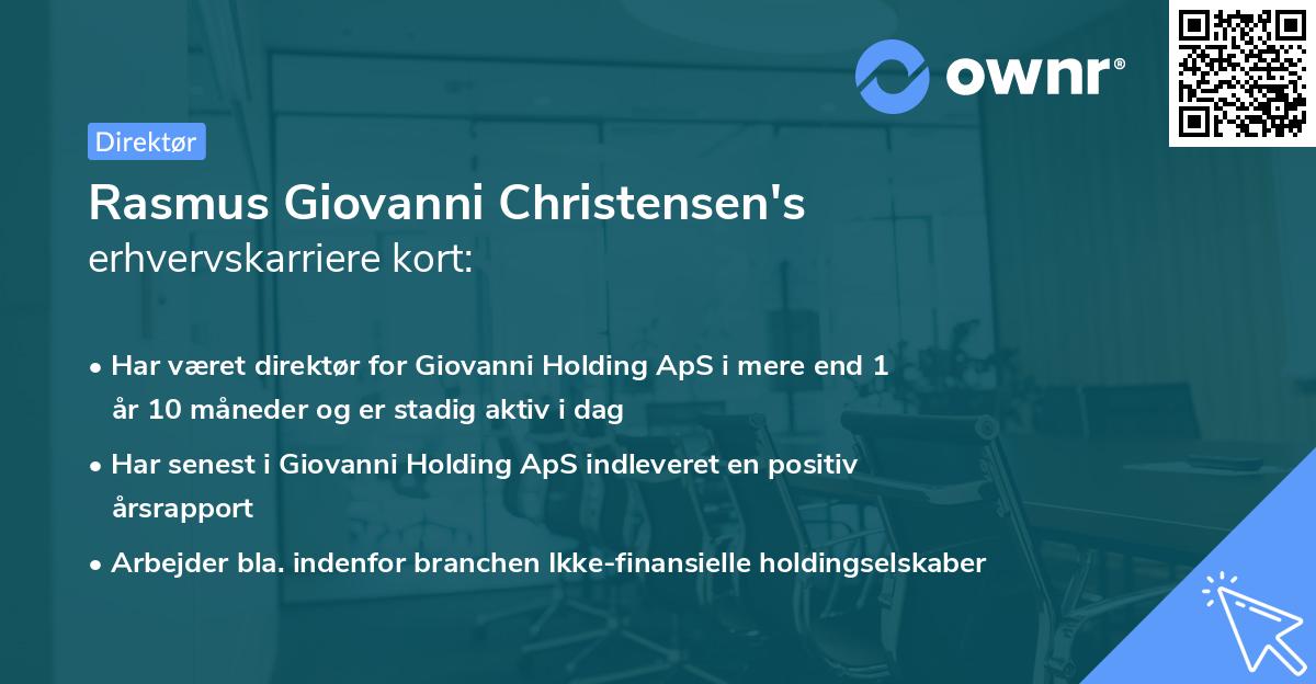 Rasmus Giovanni Christensen's erhvervskarriere kort