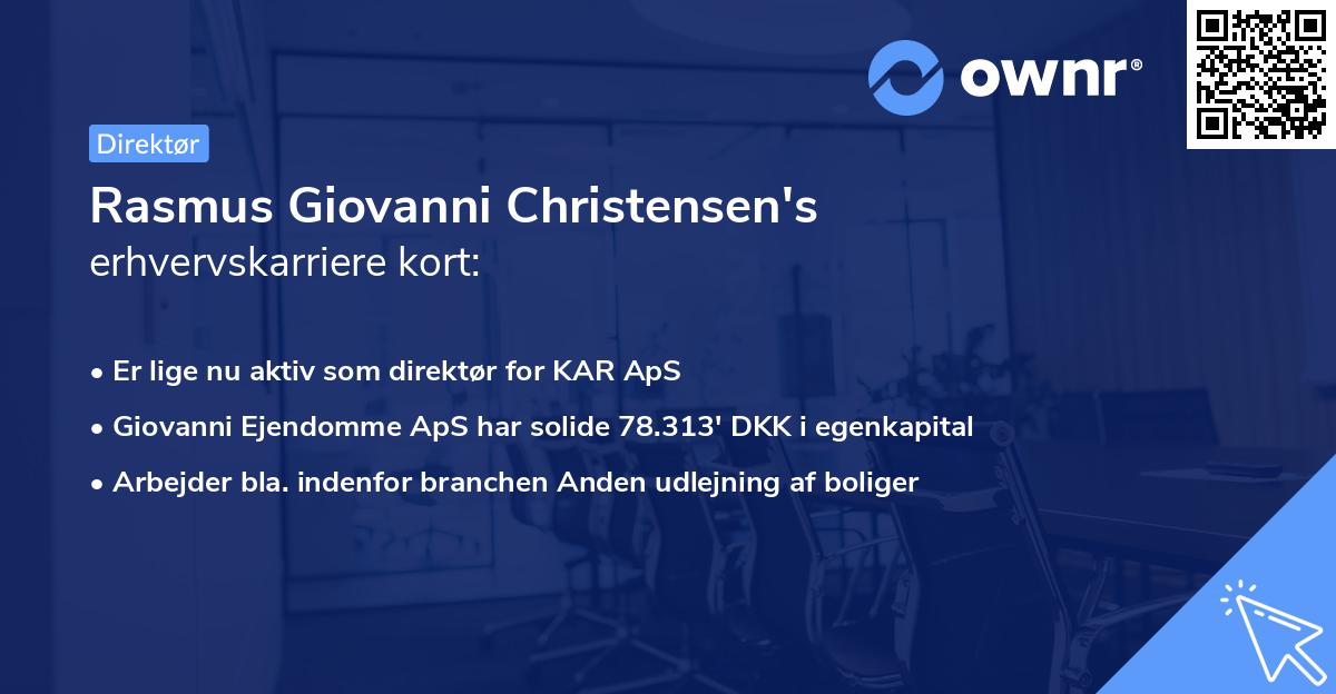Rasmus Giovanni Christensen's erhvervskarriere kort