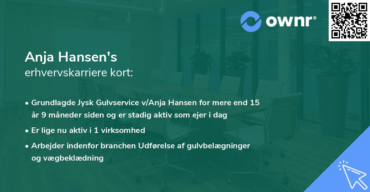 Anja Hansen's erhvervskarriere kort