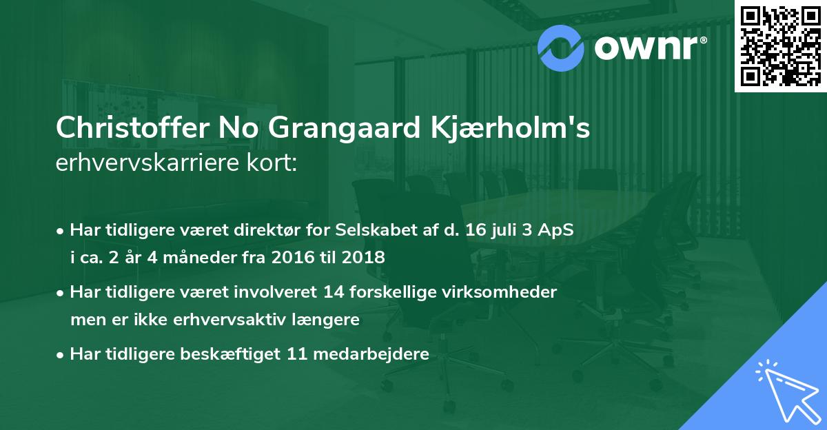 Christoffer No Grangaard Kjærholm's erhvervskarriere kort