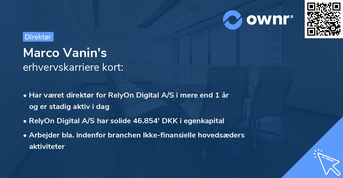 Marco Vanin's erhvervskarriere kort