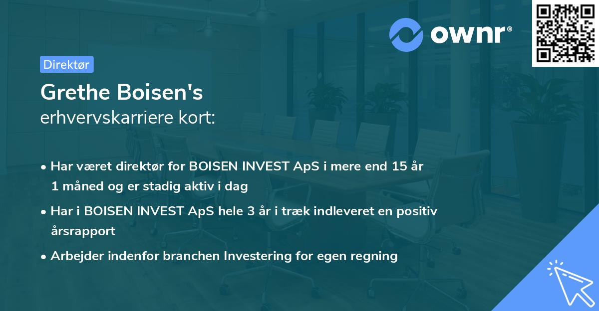 Grethe Boisen's erhvervskarriere kort