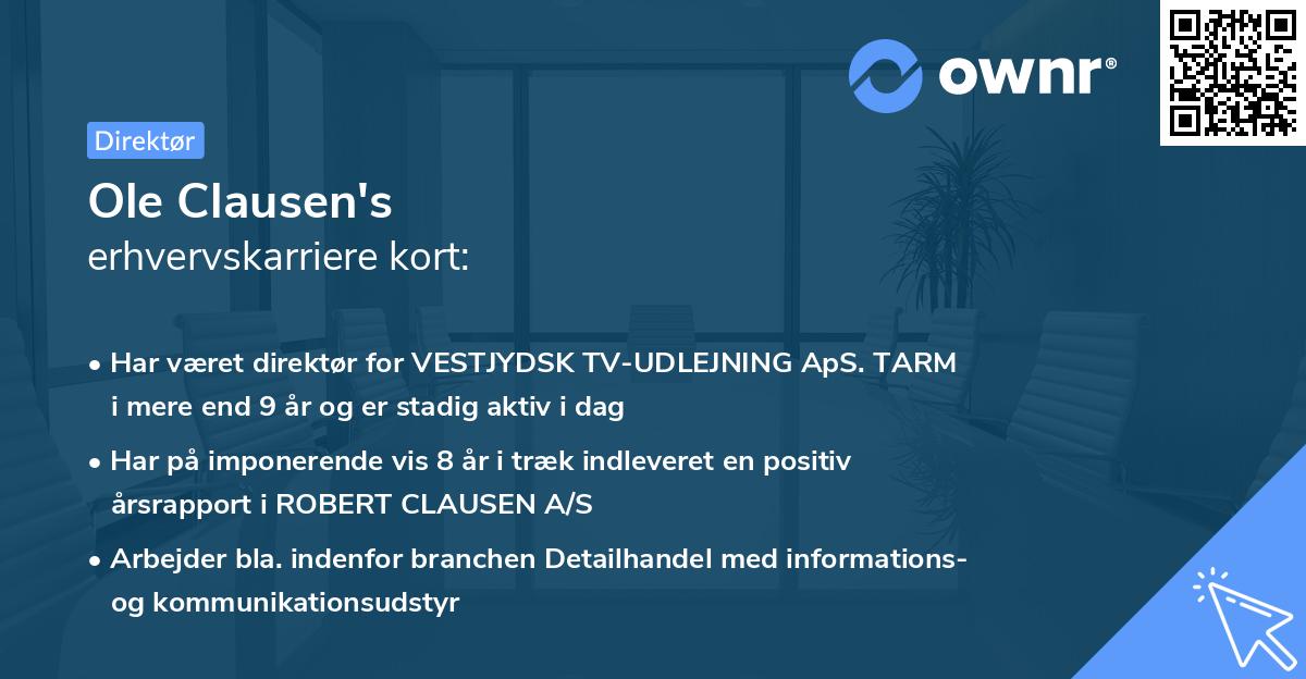 Ole Clausen's erhvervskarriere kort