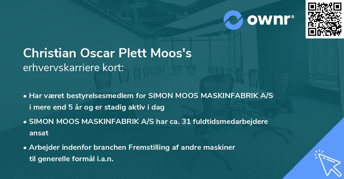 Christian Oscar Plett Moos's erhvervskarriere kort