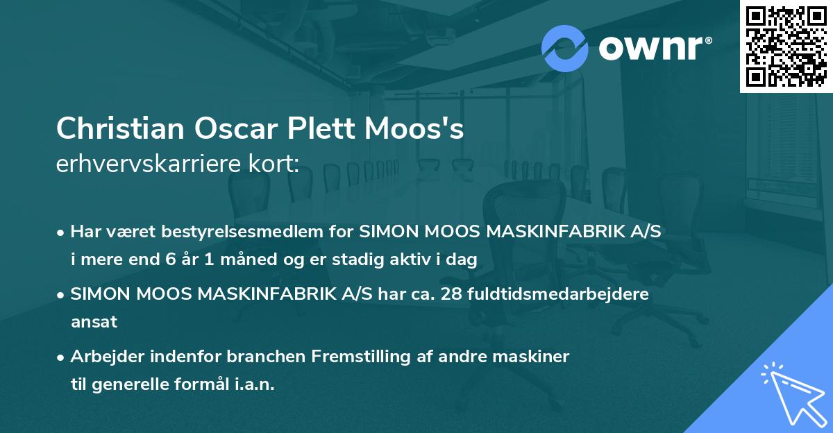 Christian Oscar Plett Moos's erhvervskarriere kort