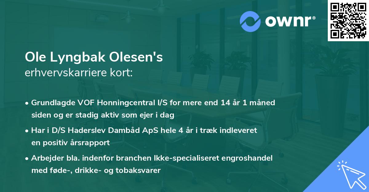 Ole Lyngbak Olesen's erhvervskarriere kort