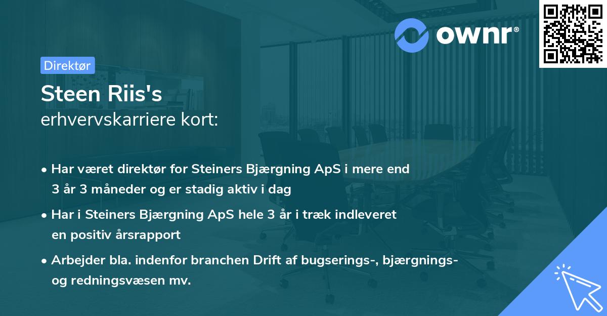 Steen Riis's erhvervskarriere kort