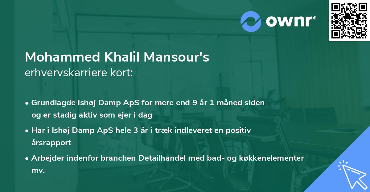 Mohammed Khalil Mansour's erhvervskarriere kort