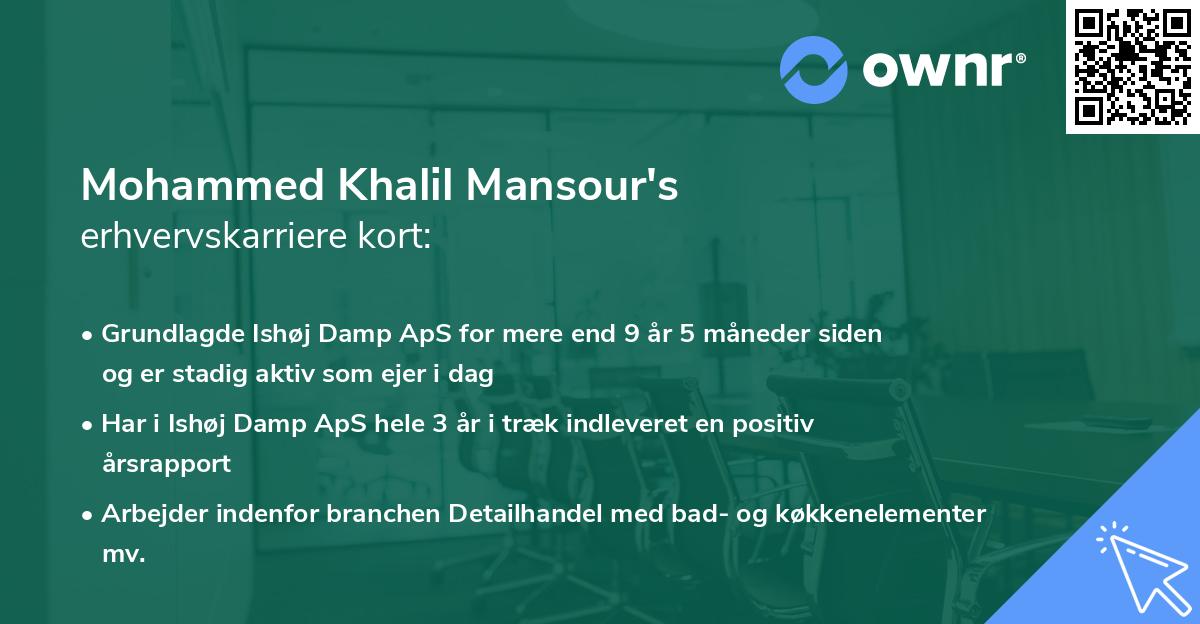Mohammed Khalil Mansour's erhvervskarriere kort