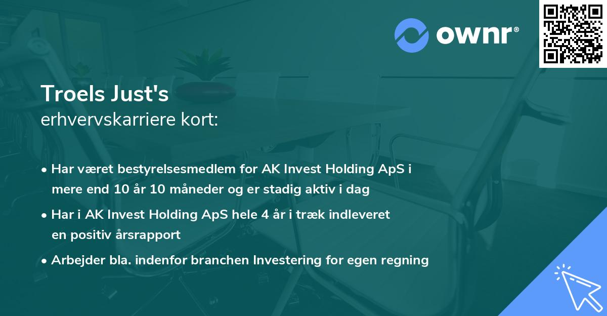 Troels Just's erhvervskarriere kort