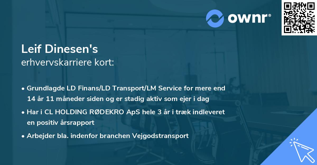Leif Dinesen's erhvervskarriere kort