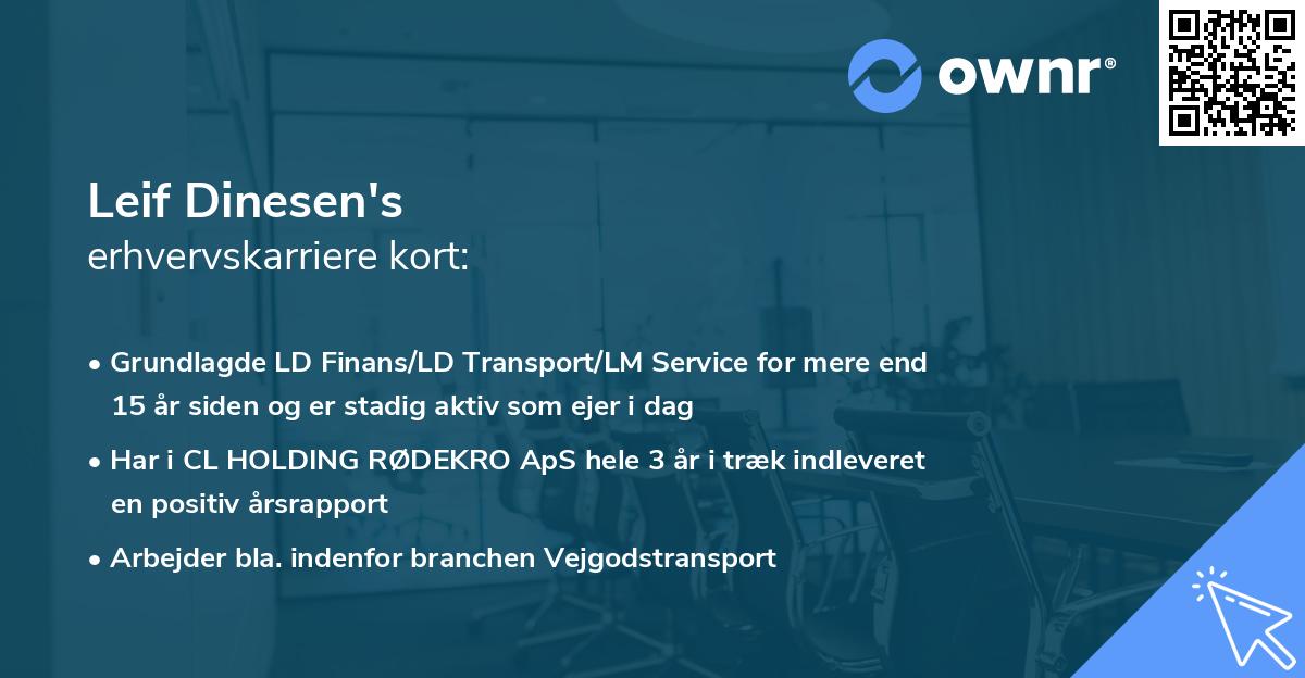 Leif Dinesen's erhvervskarriere kort