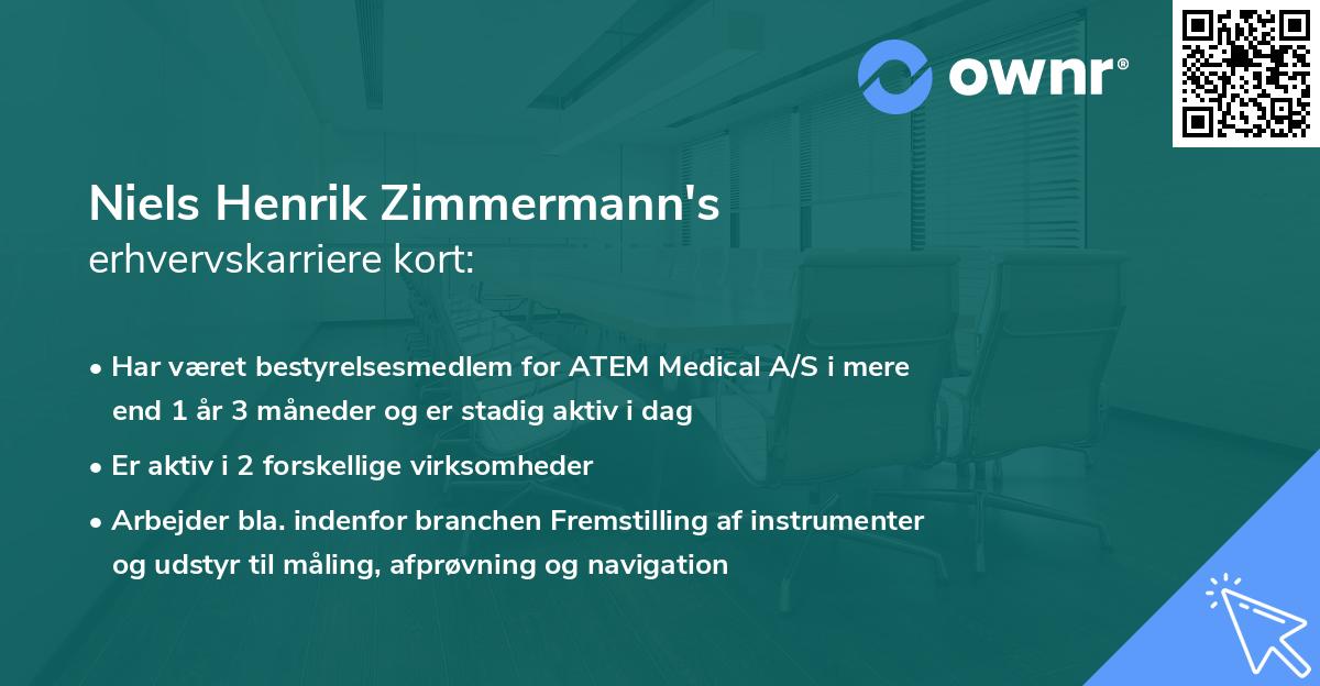 Niels Henrik Zimmermann's erhvervskarriere kort