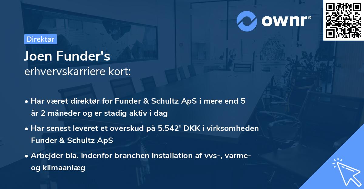 Joen Funder's erhvervskarriere kort