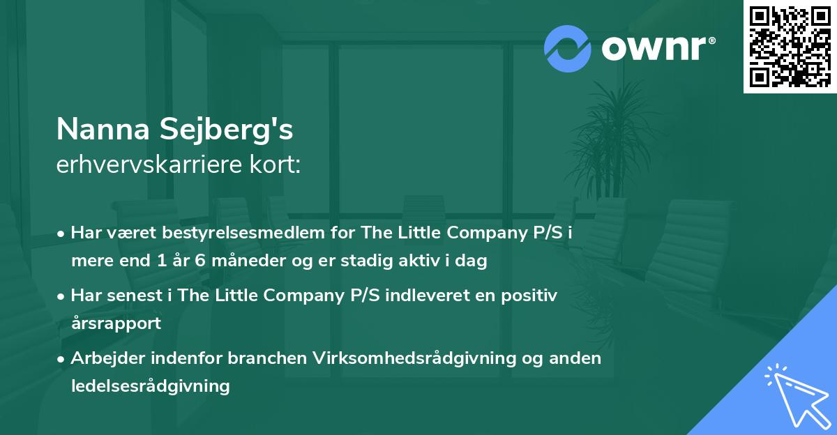 Nanna Sejberg's erhvervskarriere kort