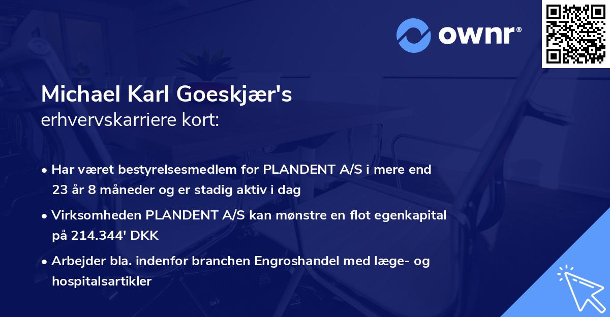 Michael Karl Goeskjær's erhvervskarriere kort