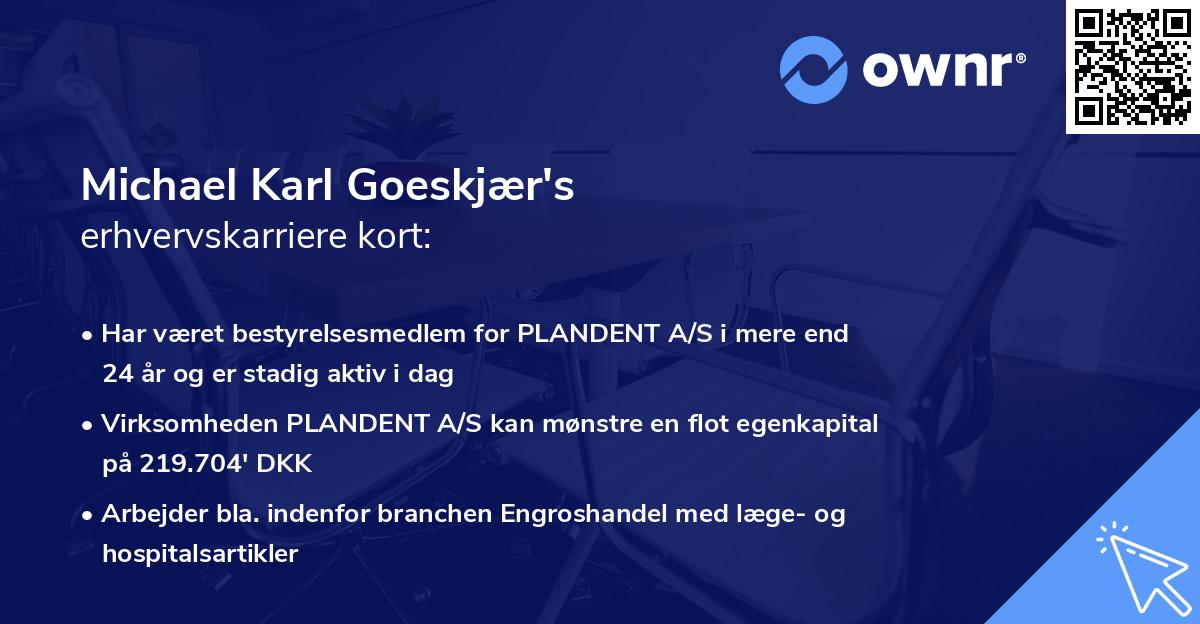 Michael Karl Goeskjær's erhvervskarriere kort