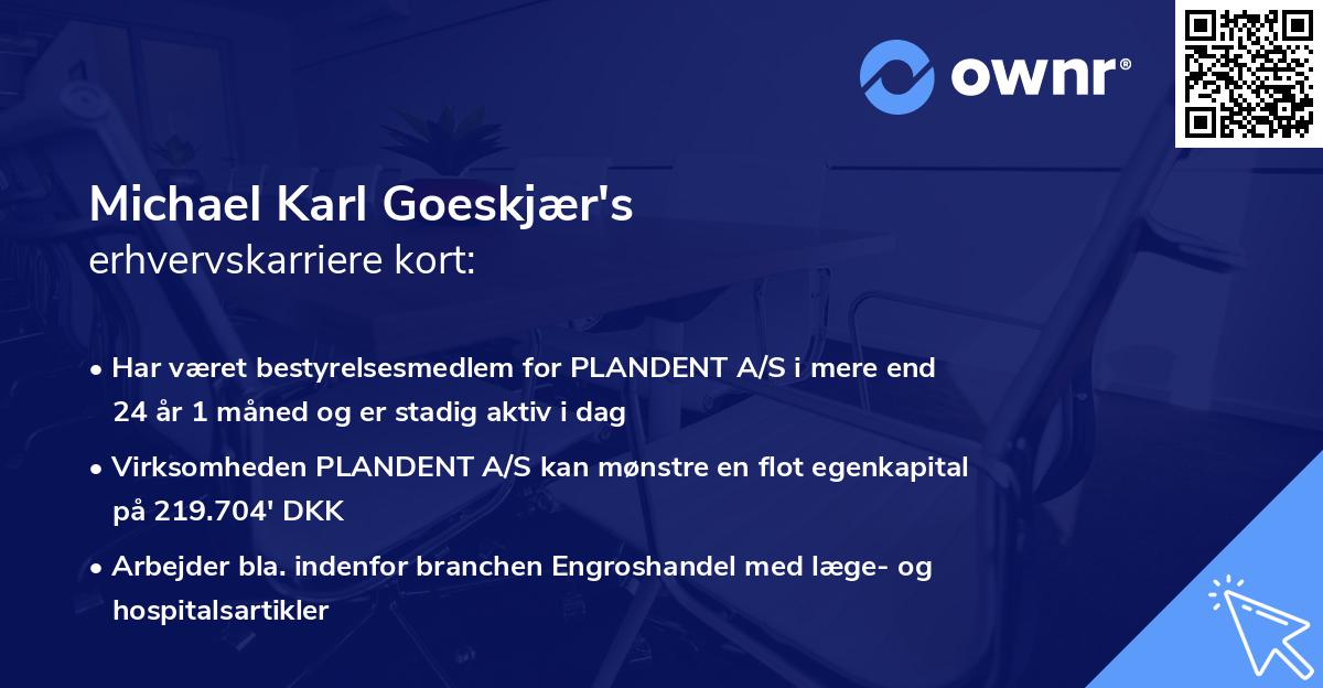 Michael Karl Goeskjær's erhvervskarriere kort