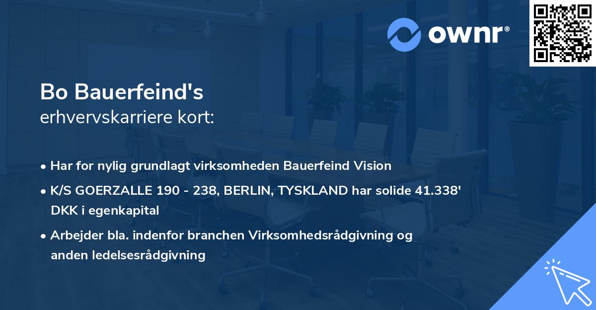 Bo Bauerfeind's erhvervskarriere kort