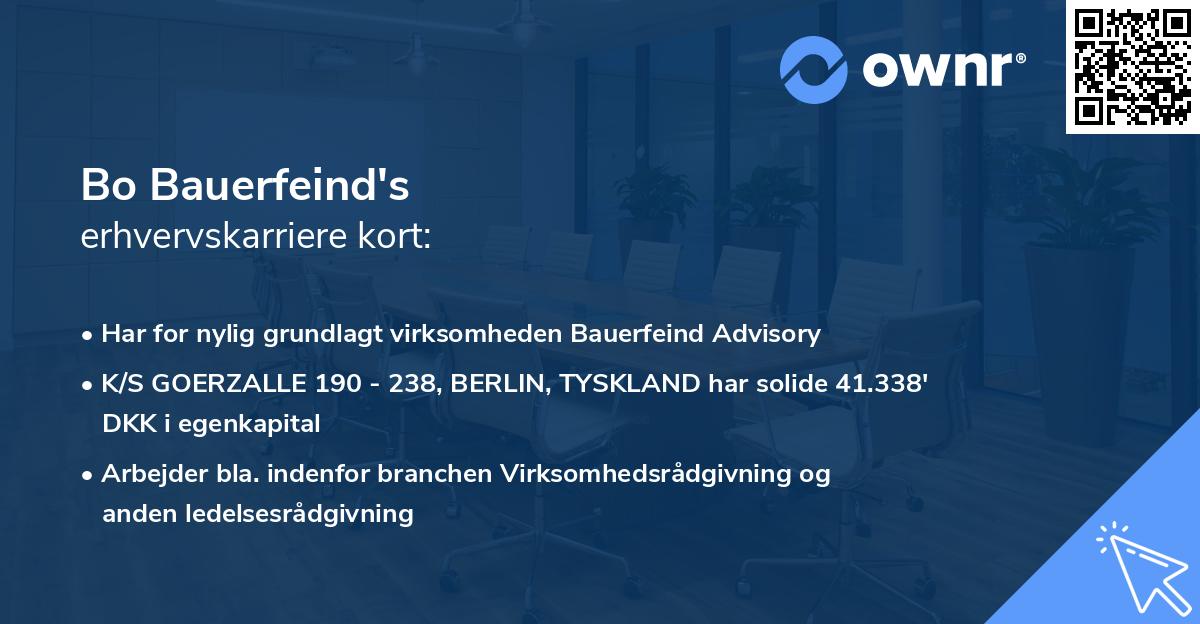 Bo Bauerfeind's erhvervskarriere kort