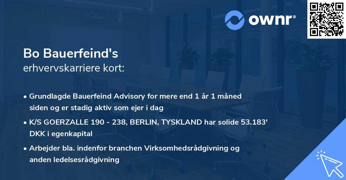 Bo Bauerfeind's erhvervskarriere kort