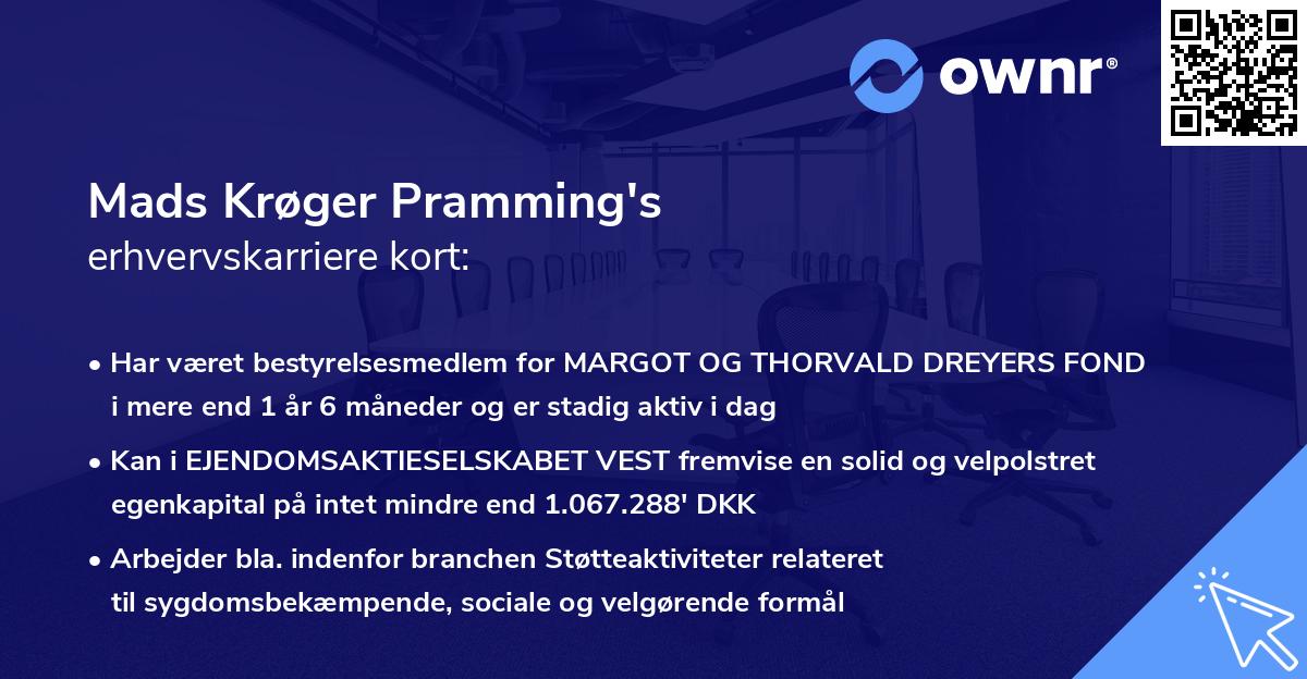 Mads Krøger Pramming's erhvervskarriere kort