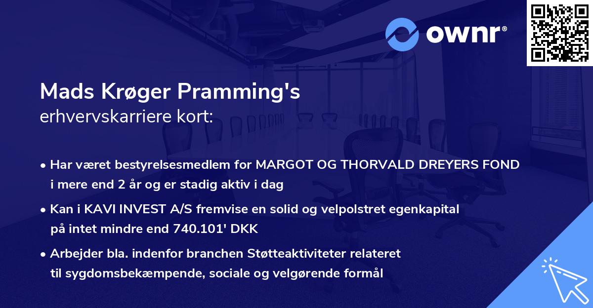 Mads Krøger Pramming's erhvervskarriere kort