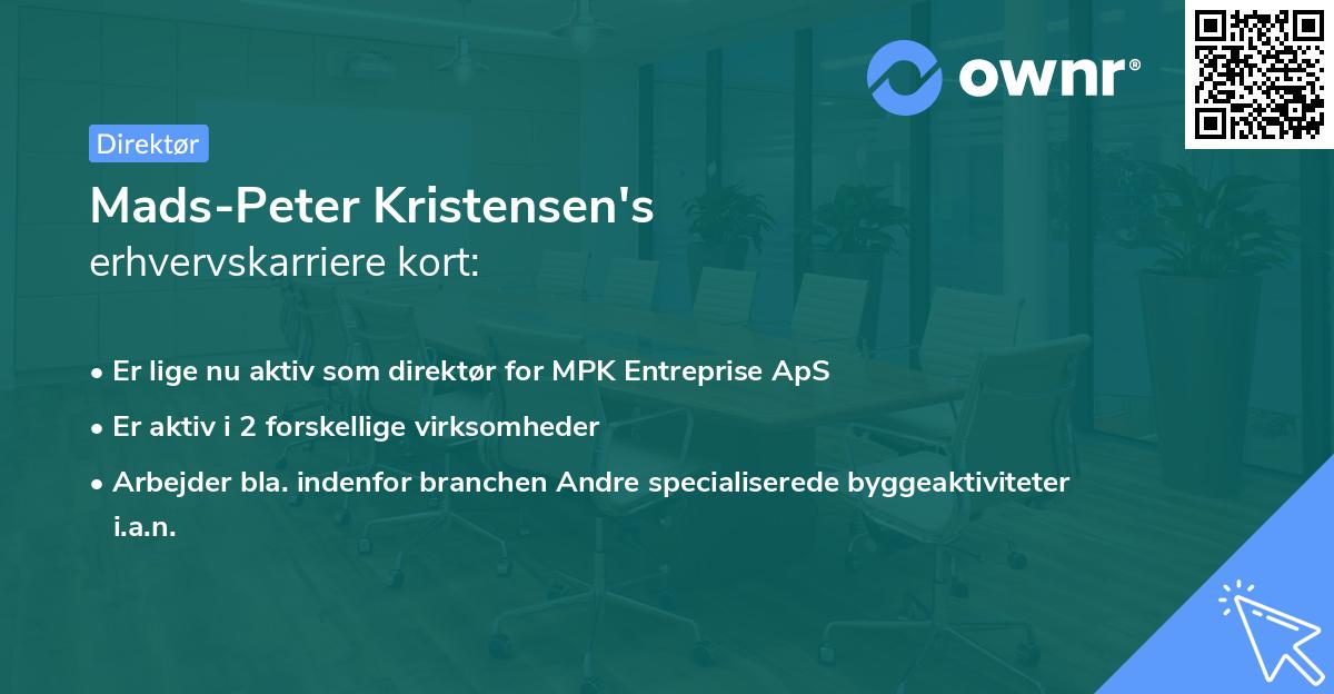 Mads-Peter Kristensen's erhvervskarriere kort