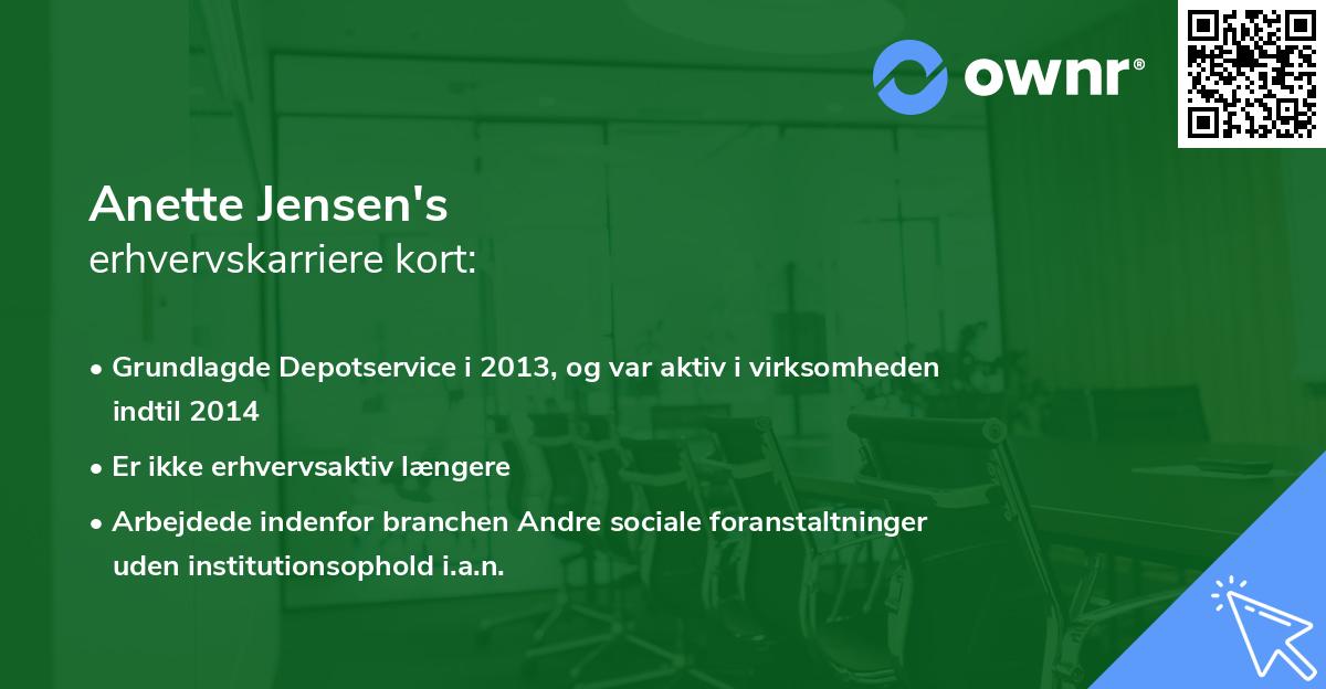 Anette Jensen's erhvervskarriere kort