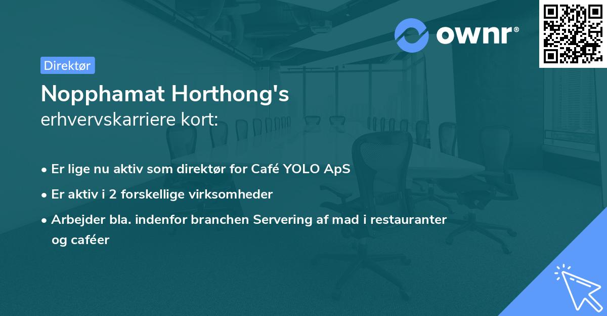 Nopphamat Horthong's erhvervskarriere kort