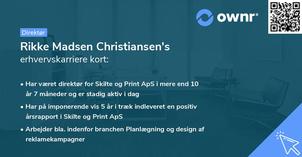 Rikke Madsen Christiansen's erhvervskarriere kort