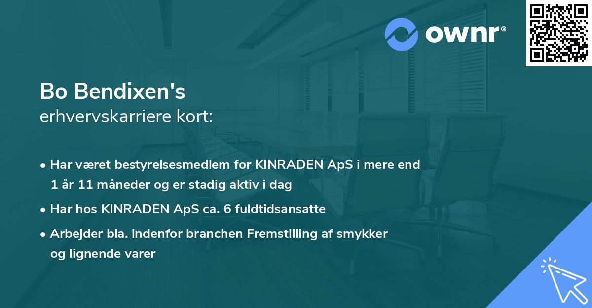 Bo Bendixen's erhvervskarriere kort