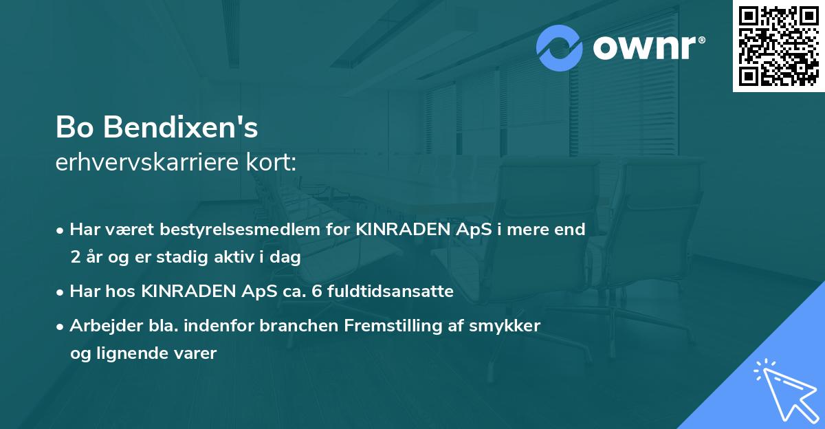Bo Bendixen's erhvervskarriere kort