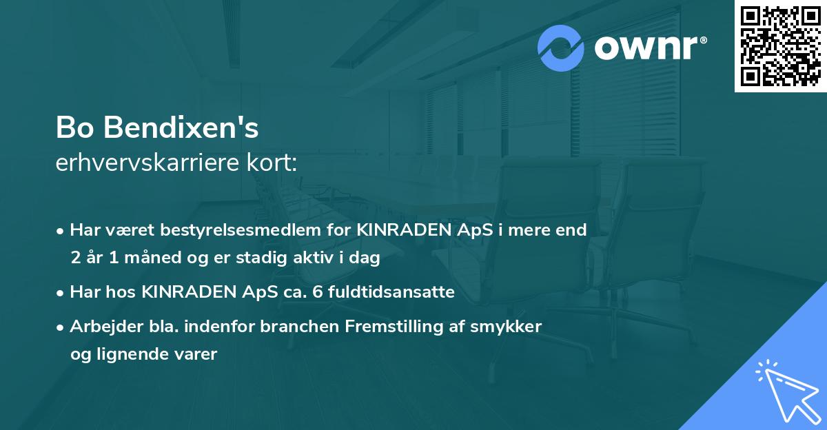 Bo Bendixen's erhvervskarriere kort