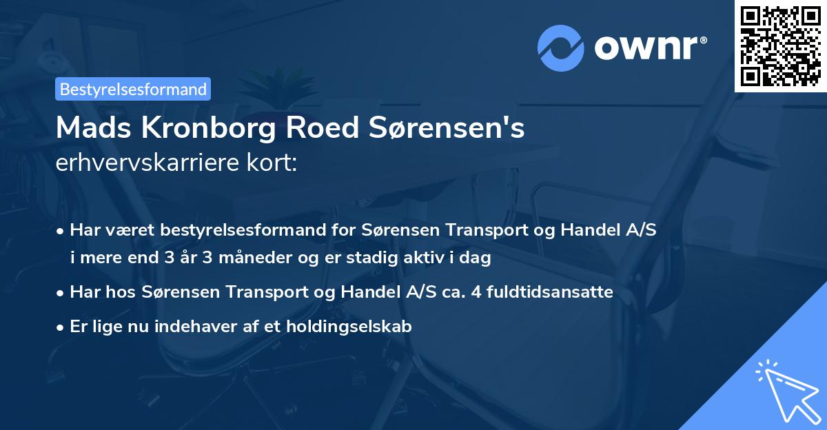 Mads Kronborg Roed Sørensen's erhvervskarriere kort