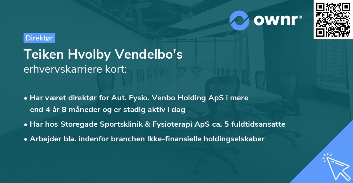 Teiken Hvolby Vendelbo's erhvervskarriere kort