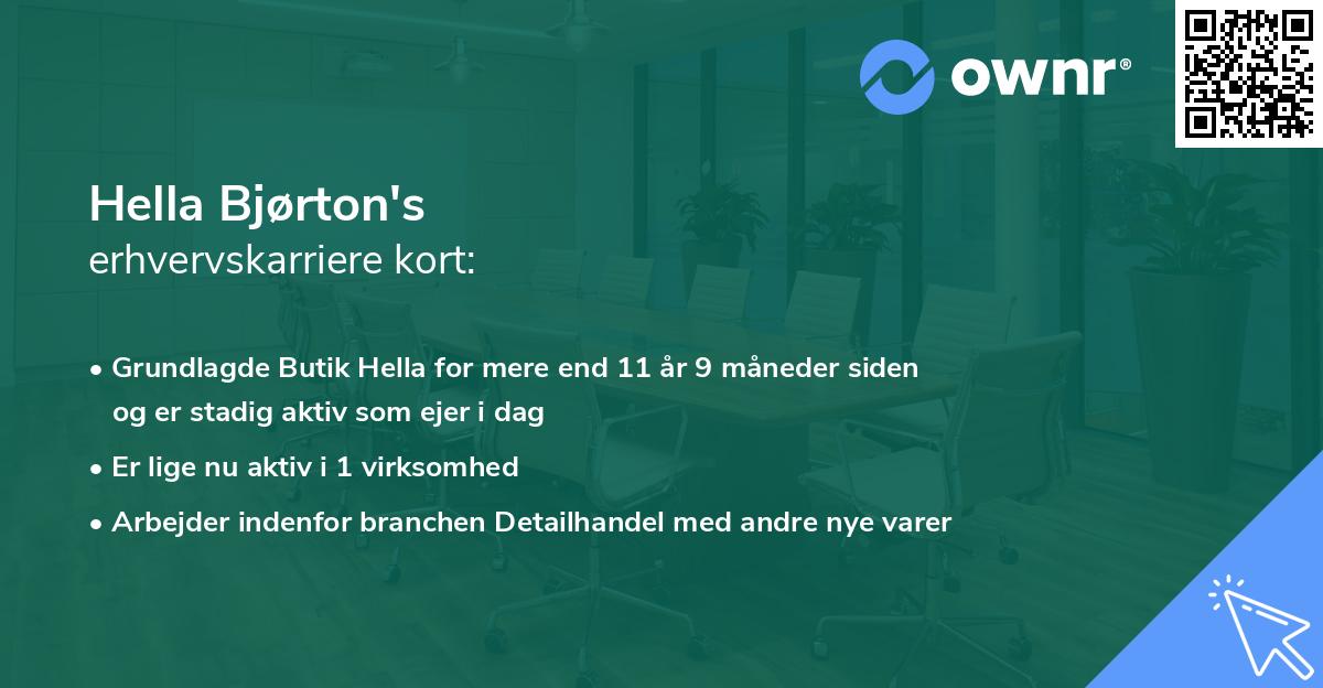 Hella Bjørton's erhvervskarriere kort